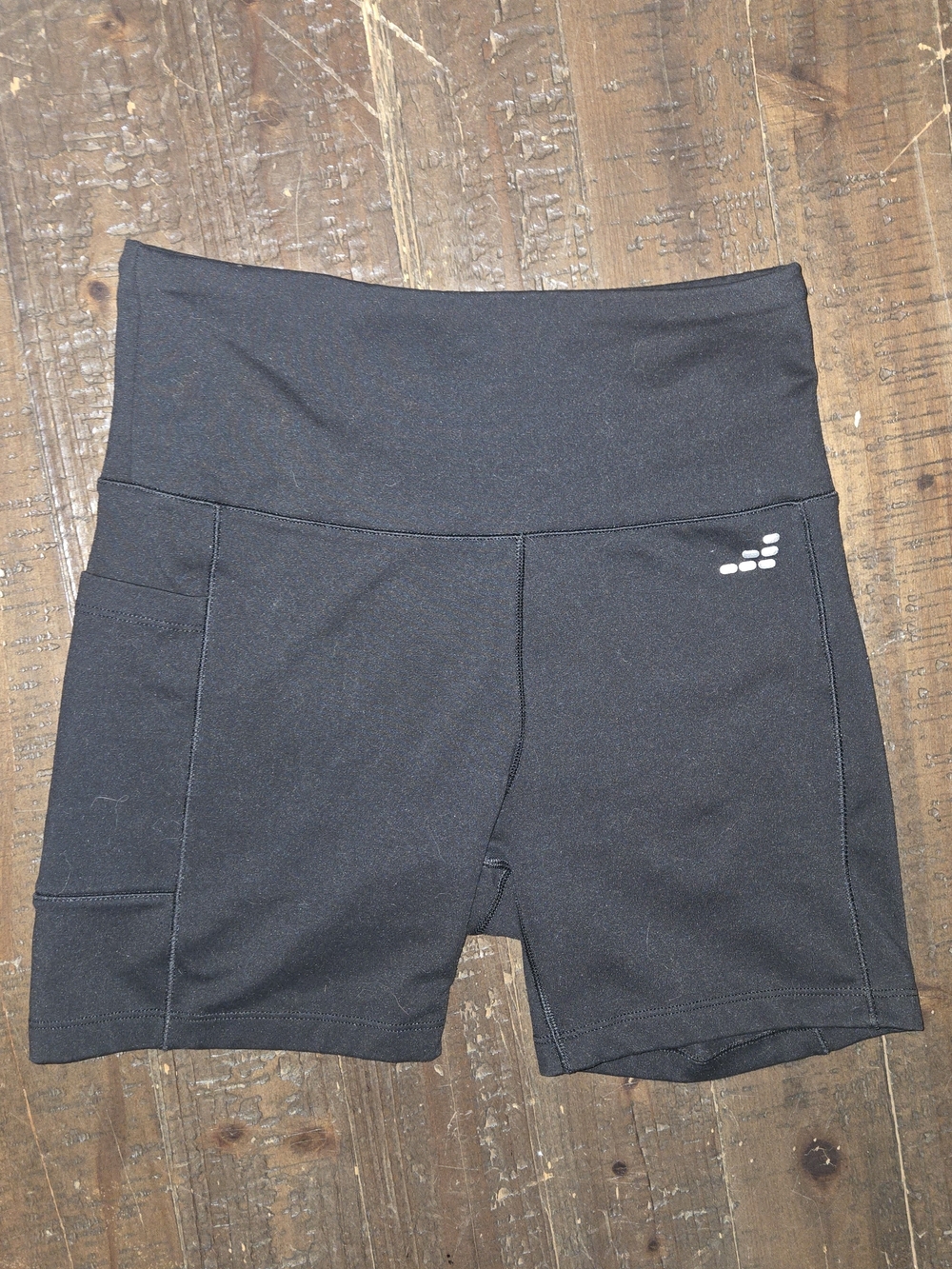 BCG Black High-Waisted Athletic Biker Shorts with Side Pocket | Women's Small